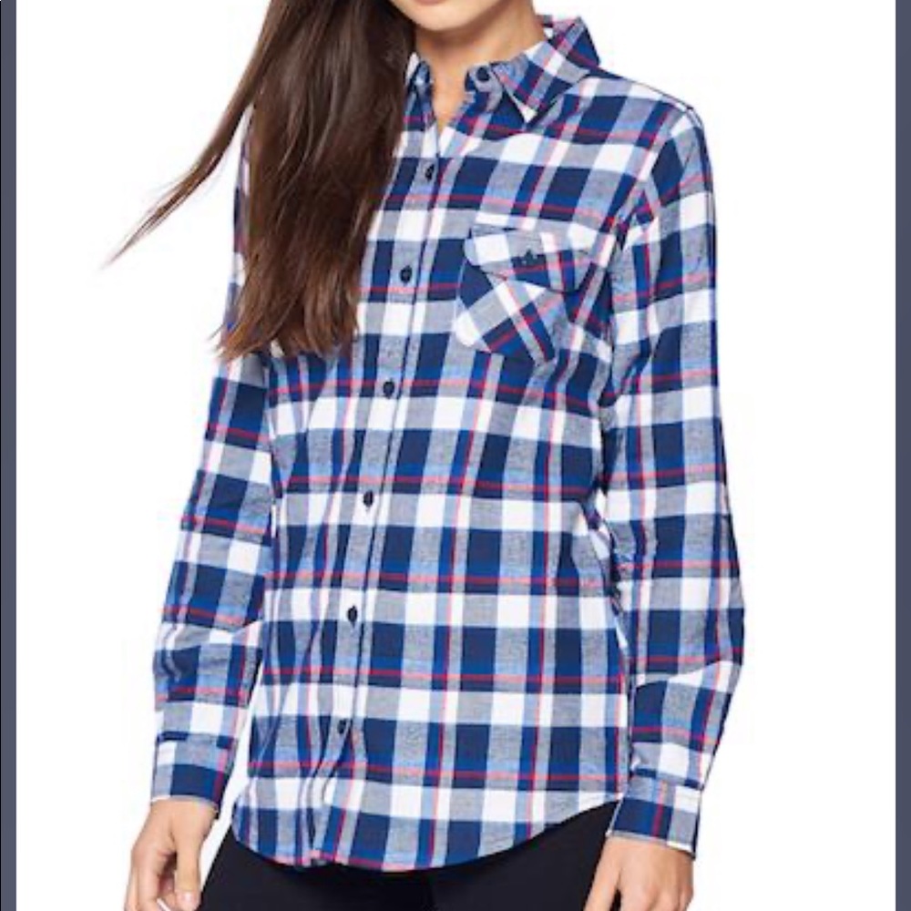 Ladies Plaid Button Up - Picture 2 of 3